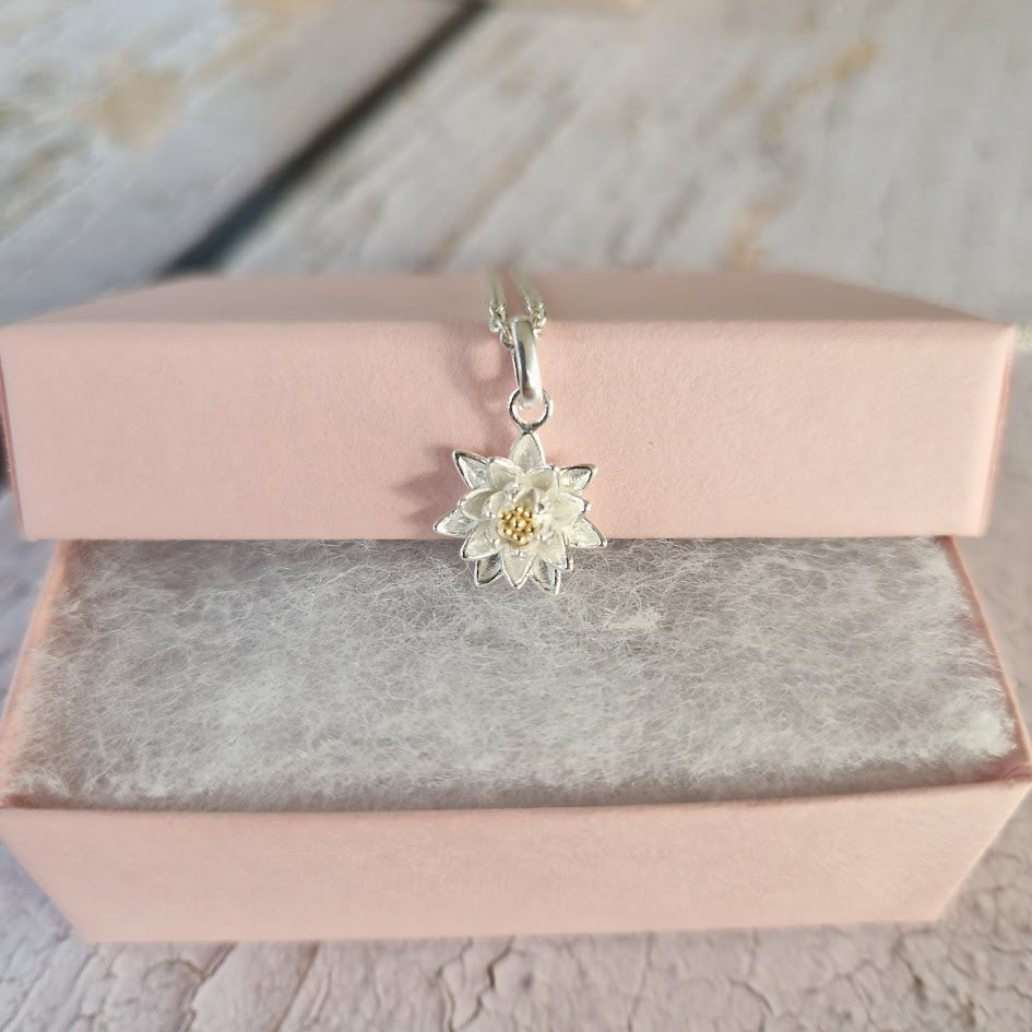 925 Sterling Silver Two-Tone Waterlily Jewellery Set | July Birth Flower | Everything's Rosie Jewellery