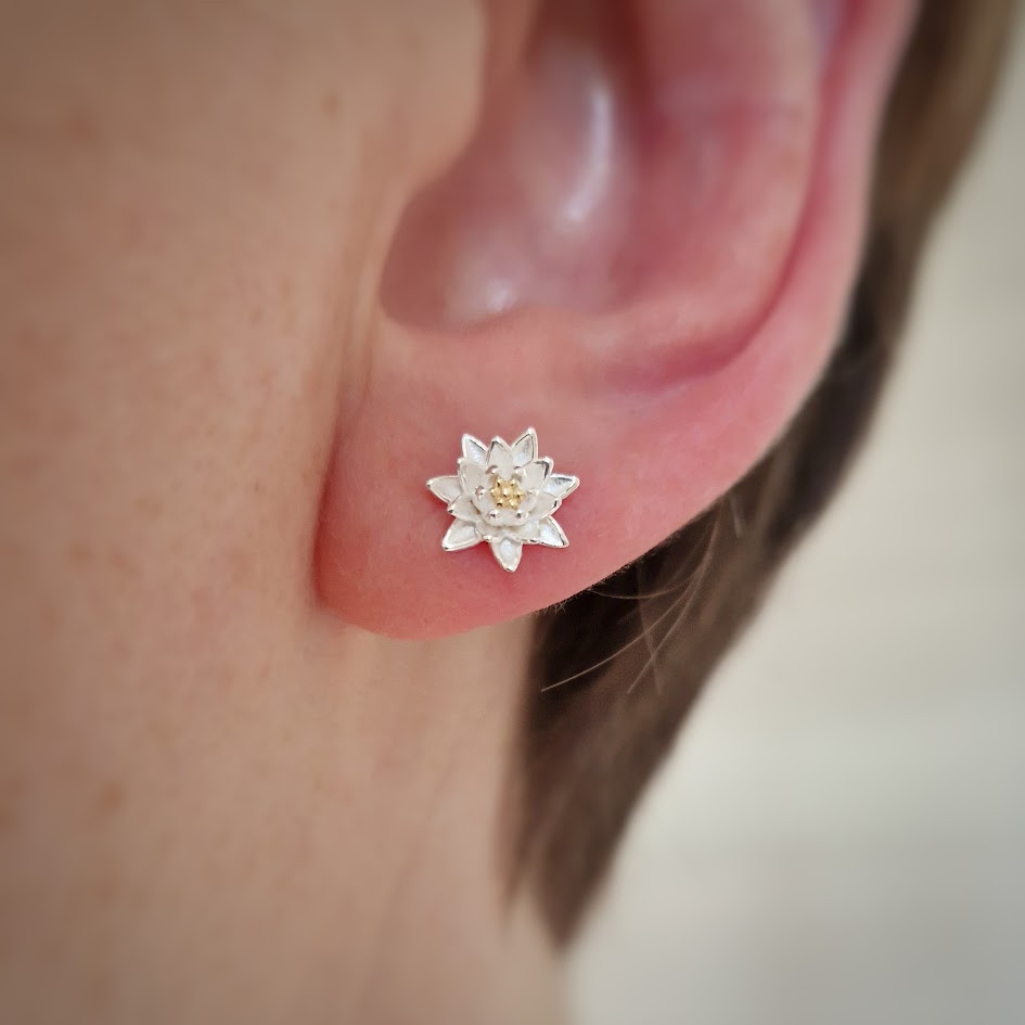 925 Sterling Silver Two-Tone Waterlily Jewellery Set | July Birth Flower | Everything's Rosie Jewellery