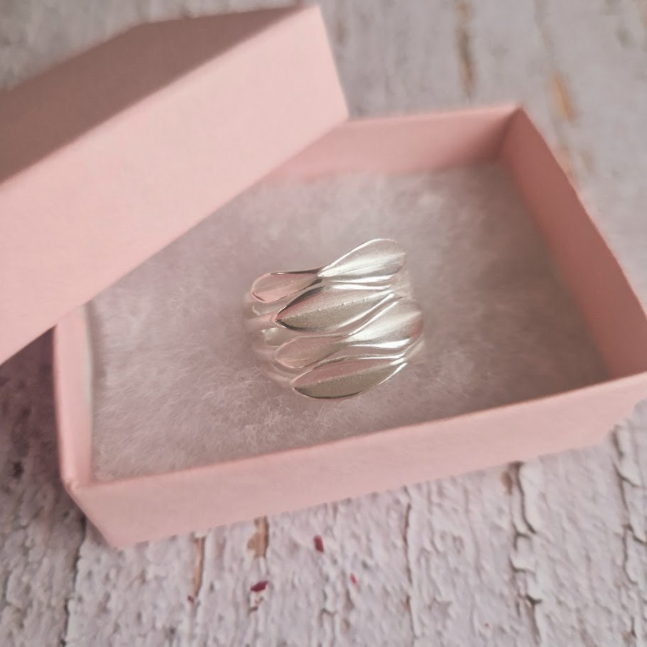 Silver Statement Ring, Abstract Design Ring, Stacked Ring, Boho Inspired, Contemporary Design