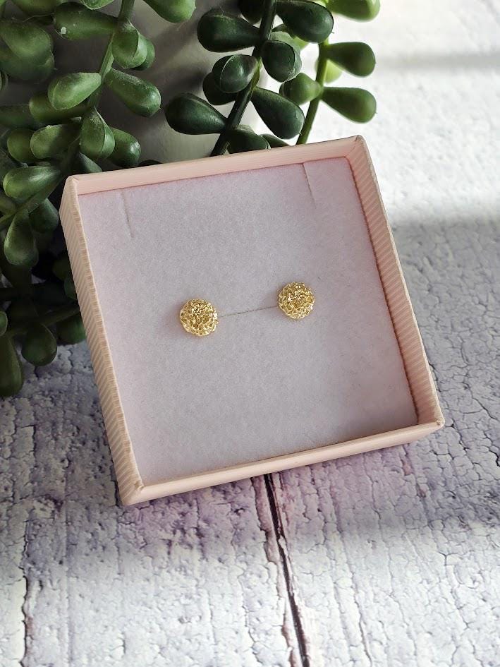 925 Sterling Silver Yellow Gold Marigold Earrings | October Birth Flower | Everything's Rosie Jewellery