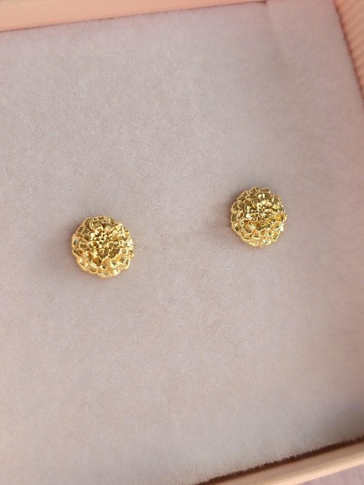 925 Sterling Silver Yellow Gold Marigold Earrings | October Birth Flower | Everything's Rosie Jewellery
