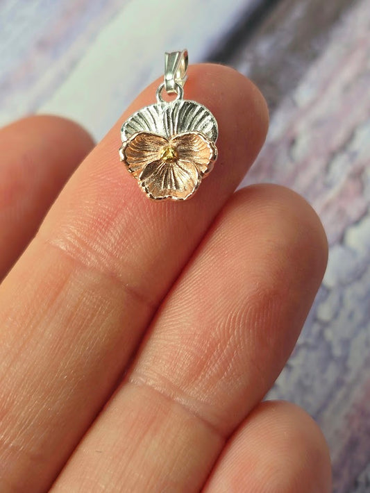 February Birth Flower Violet Charm | 925 Sterling Silver | Two-Tone Birth Month Charm | Everything's Rosie Jewellery