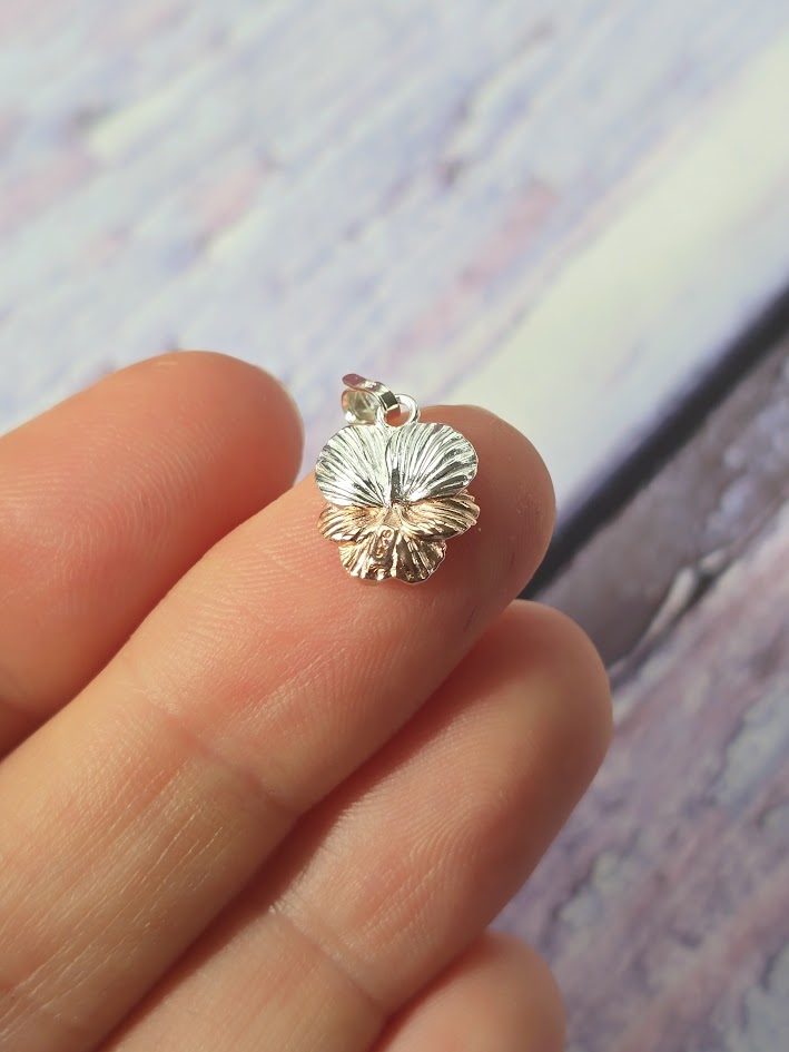 February Birth Flower Violet Charm | 925 Sterling Silver | Two-Tone Birth Month Charm | Everything's Rosie Jewellery