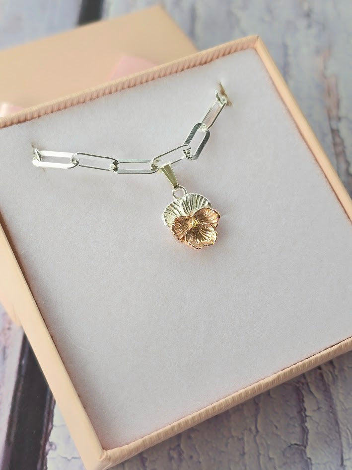February Birth Flower Violet Charm | 925 Sterling Silver | Two-Tone Birth Month Charm | Everything's Rosie Jewellery