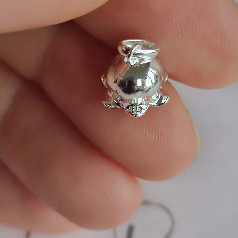 Waterlily sterling silver pendant, July birthday, two tone lily floral pendant