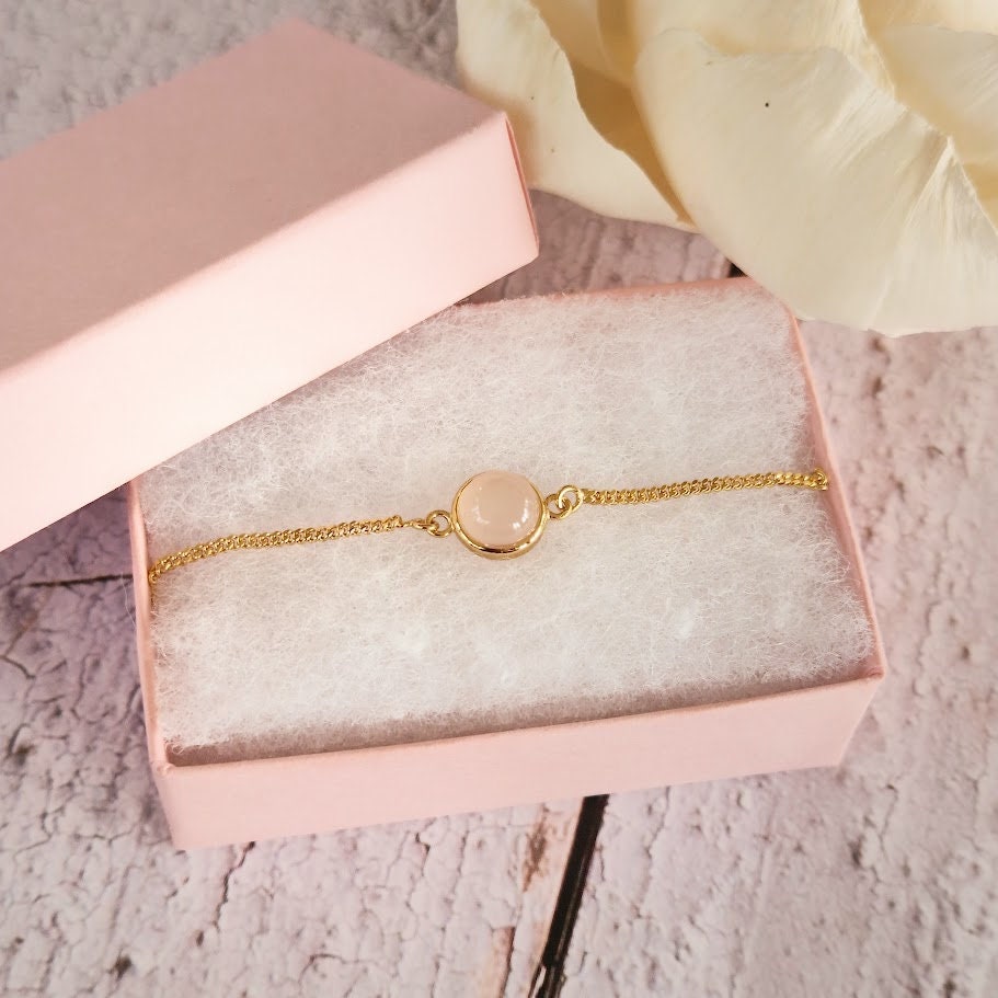 Dainty rose quartz bracelet, sterling silver bracelet, gold bracelet, minimalist rose quartz bracelet, motherhood, Mother's day