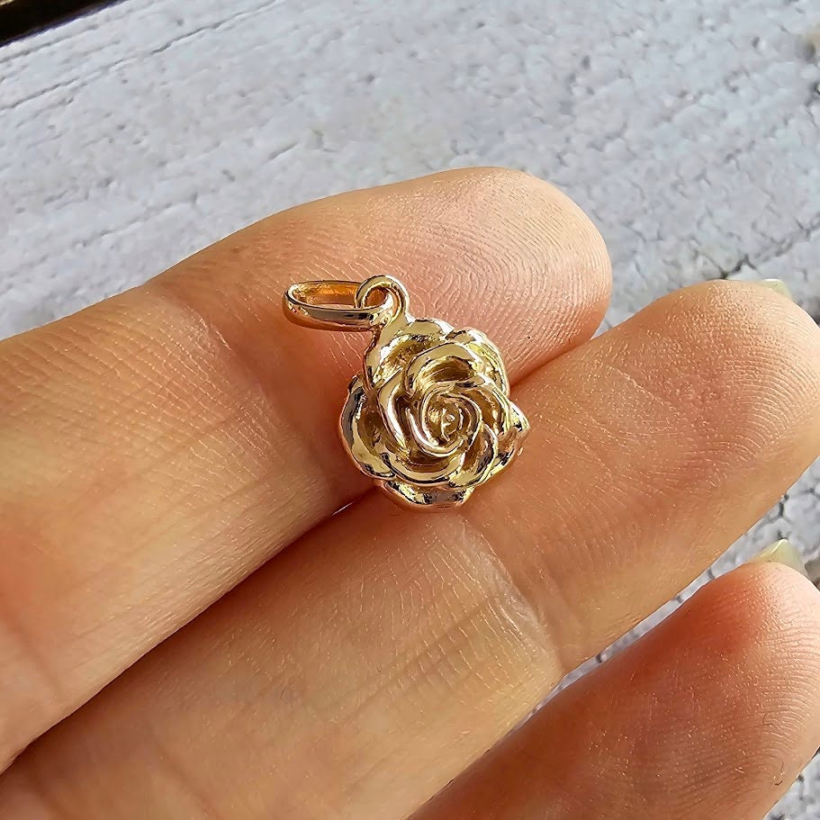 Botanical Design, Rose Pendant, Rose Gold Necklace, Sterling Silver, June Birthday, Symbol of Love, Nature Inspired