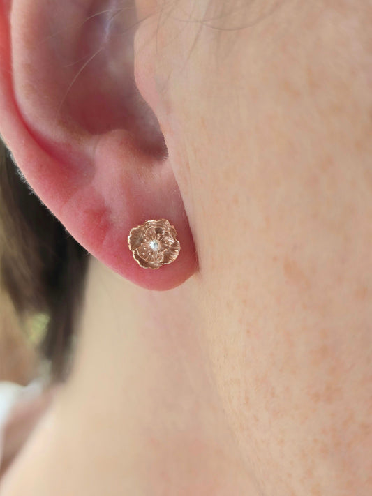 925 Sterling Silver Two-Tone Poppy Earrings | August Birth Flower | Everything's Rosie Jewellery