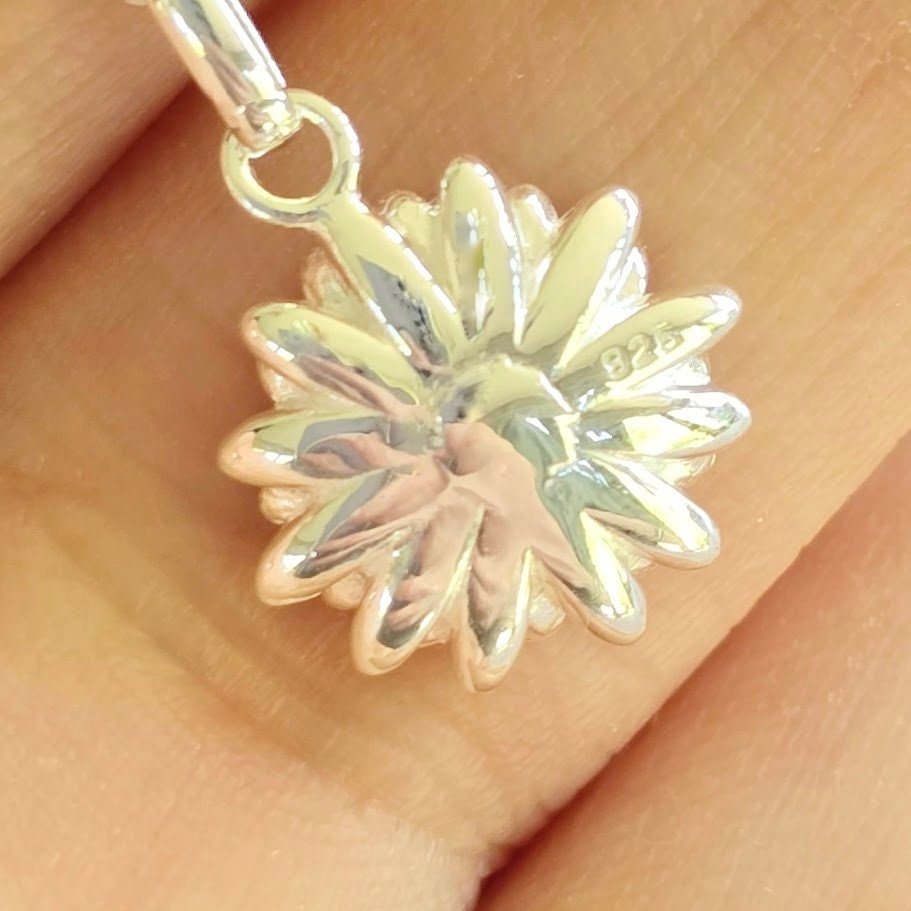 Sterling silver Aster pendant, September birthday, nature inspired, Daisy pendant, floral pendant, unique gift, flower pendant necklace