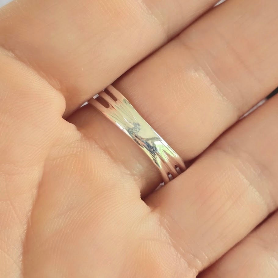 Triple strand ring, Layered Ring, Statement Ring, Abstract Design Ring, Stacked Ring, Boho Inspired, Contemporary Design, Silver Ring