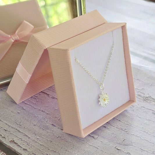 925 Sterling Silver Two-Tone Aster Necklace | September Birth Flower | Everything's Rosie Jewellery