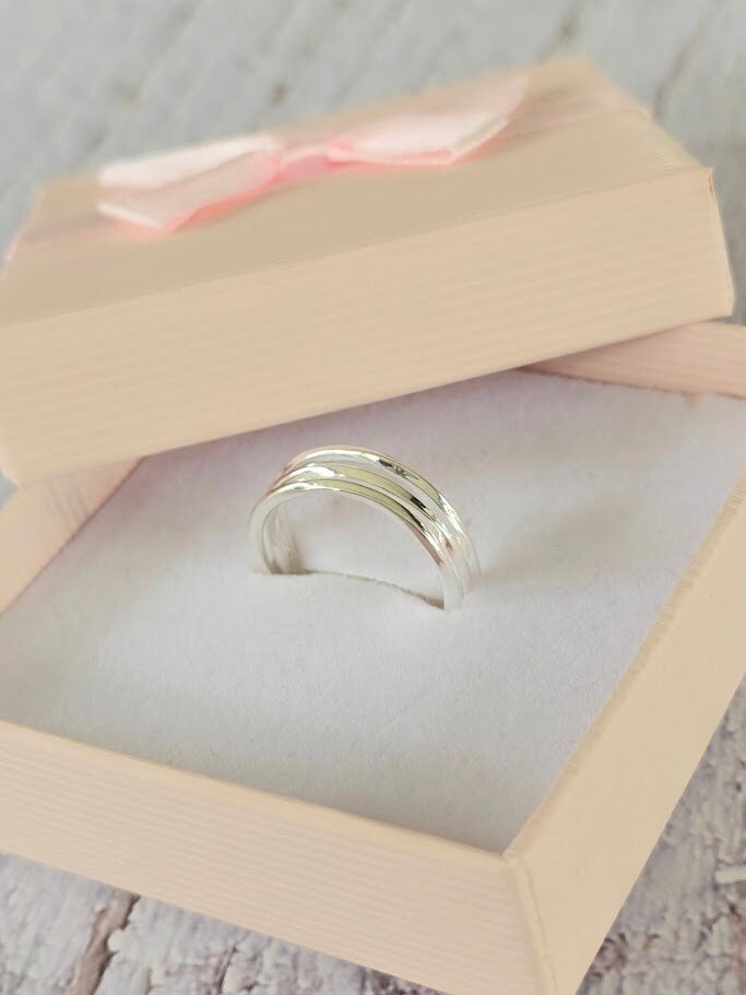 Triple strand ring, Layered Ring, Statement Ring, Abstract Design Ring, Stacked Ring, Boho Inspired, Contemporary Design, Silver Ring