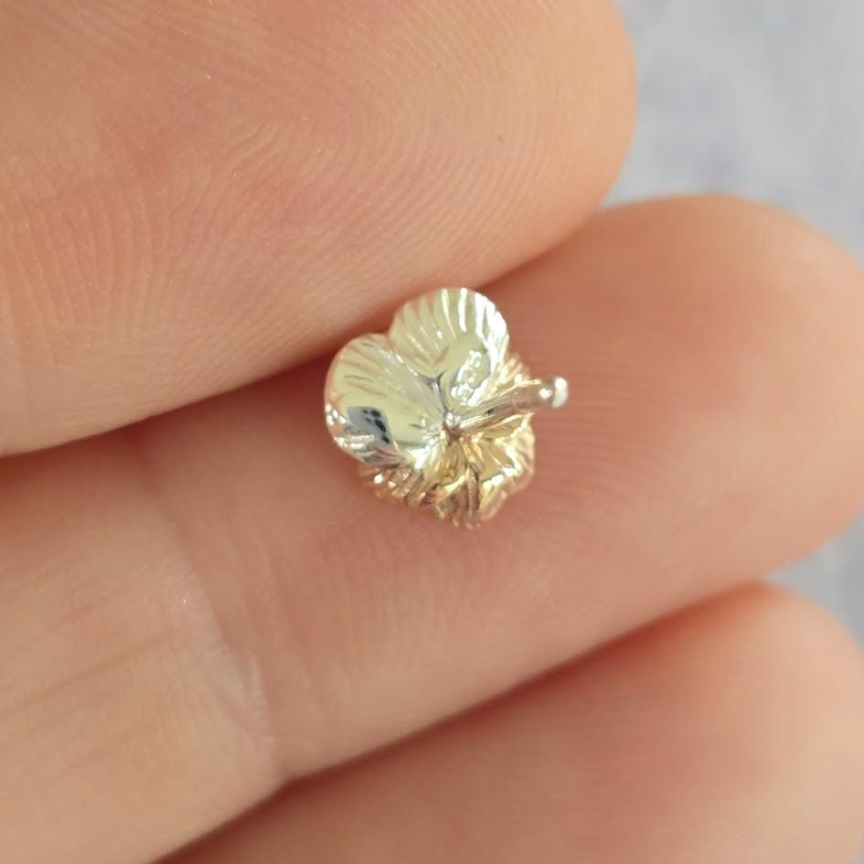 Violet Sterling Silver Rose Gold Stud Earrings, February Birthday, Floral Earrings, Botanical Design, Sign of Purity, Dainty Earrings
