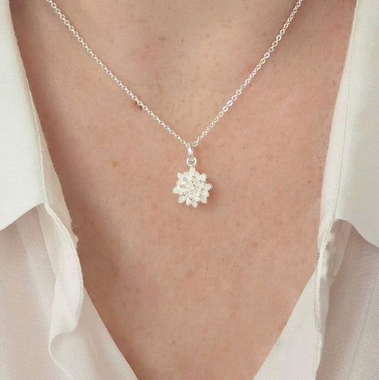 Sterling silver Chrysanthemum pendant, November Birthday Gift, Nature Inspired Jewellery, Floral Necklace, Unique Gift.