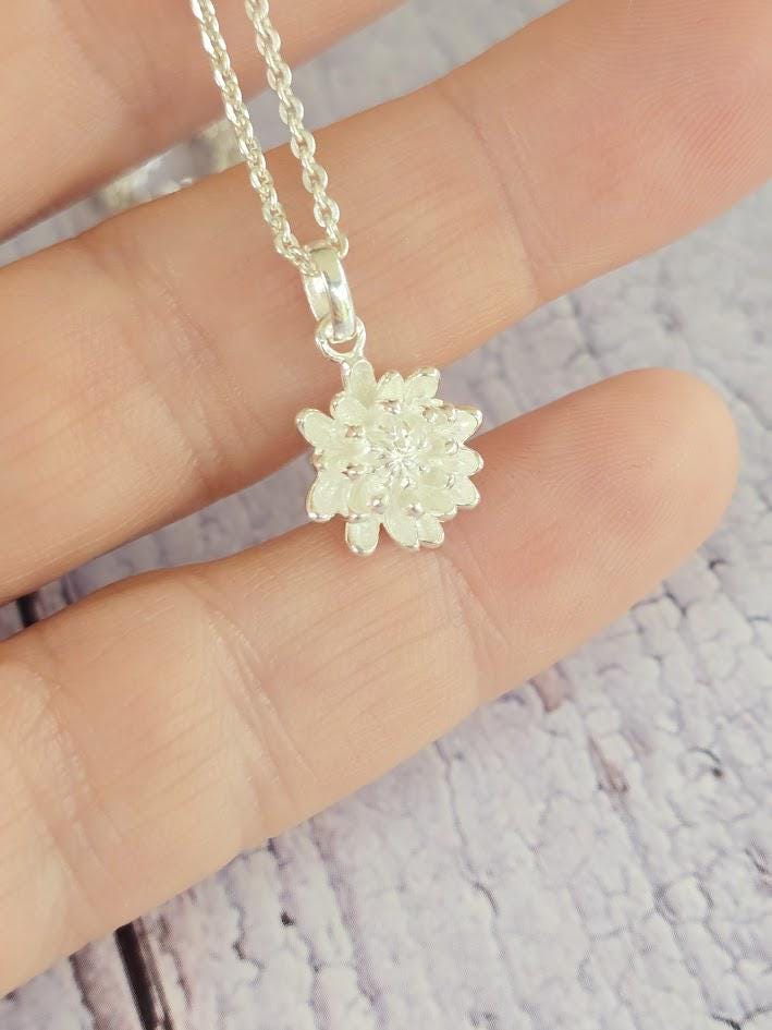 Sterling silver Chrysanthemum pendant, November Birthday Gift, Nature Inspired Jewellery, Floral Pendant, Unique Gift.