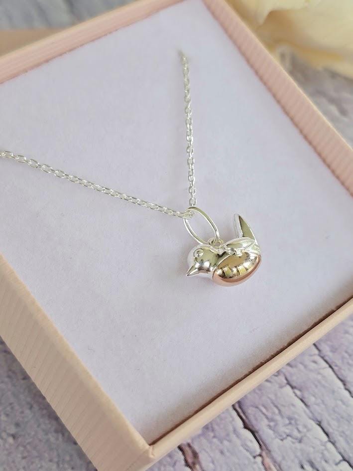 Silver Robin Pendant and Earrings, Robin Set, Two Tone Necklace, Xmas Present, Loved One Jewellery, Nature Inspired, Wildlife Jewellery.