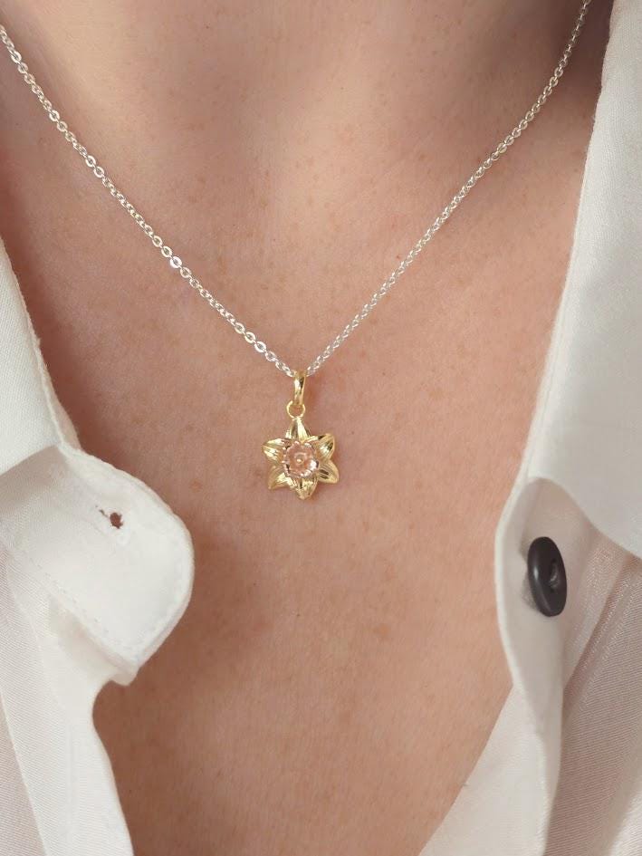 925 Sterling Silver Two-Tone Daffodil Jewellery Set | March Birth Flower | Everything's Rosie Jewellery