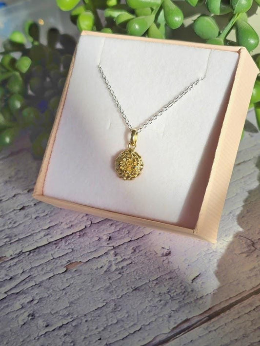 925 Sterling Silver Yellow Gold Marigold Necklace | October Birth Flower | Everything's Rosie Jewellery