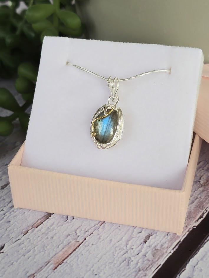 Labradorite Dangle Earrings, Sterling Silver Wire Wrap, Boho Statement Jewellery, Handcrafted Gemstone Drop Earrings, Elegant Gift for Her