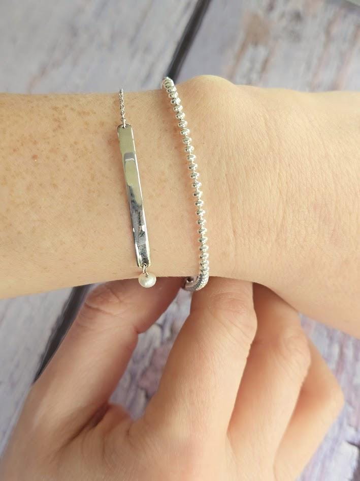 Silver Beaded Bracelet, Adjustable Bracelet, Minimalist Jewellery, Delicate Sterling Silver, Dainty Bracelet, Everyday Accessory