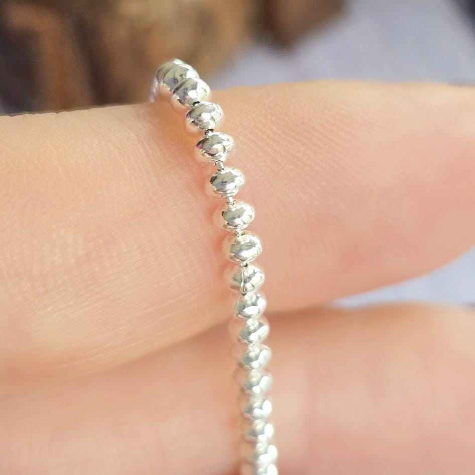 Silver Beaded Bracelet, Adjustable Bracelet, Minimalist Jewellery, Delicate Sterling Silver, Dainty Bracelet, Everyday Accessory
