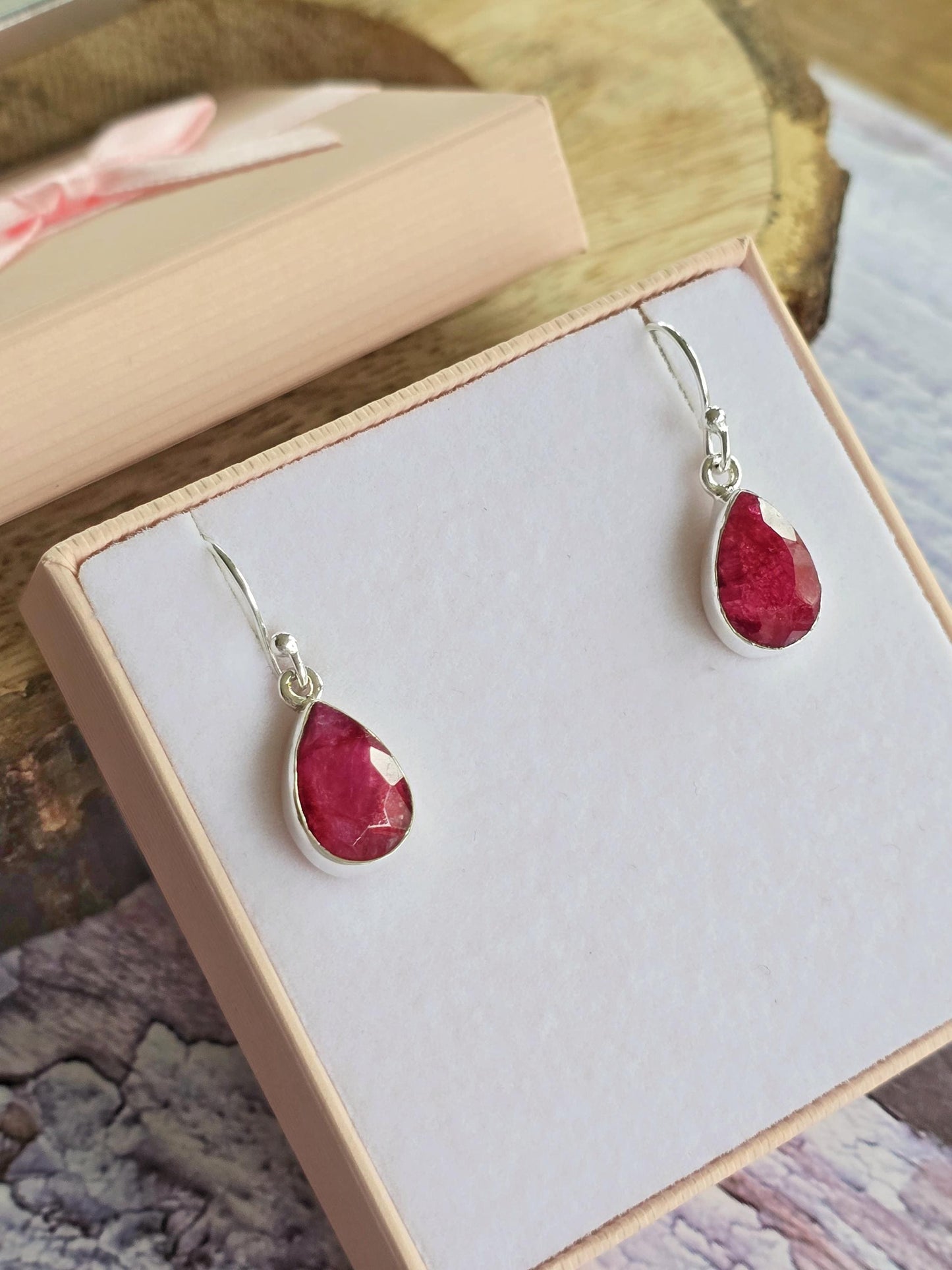 Silver Ruby Teardrop Earrings, Statement Earrings, Red Gemstone Jewellery, Sterling Silver Gift, Elegant Jewellery for Women, Gift for Her