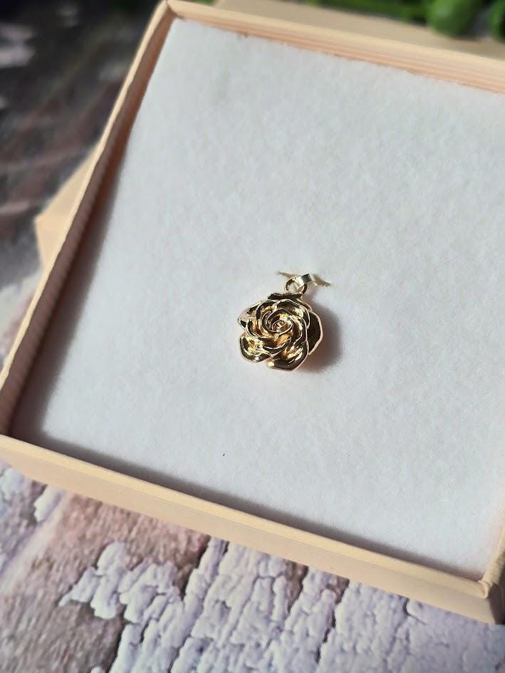Silver Rose Charm, June Birth Flower, Sterling Silver & Rose Gold, Floral Jewellery, Paperclip Bracelet Charm, Gift for Her
